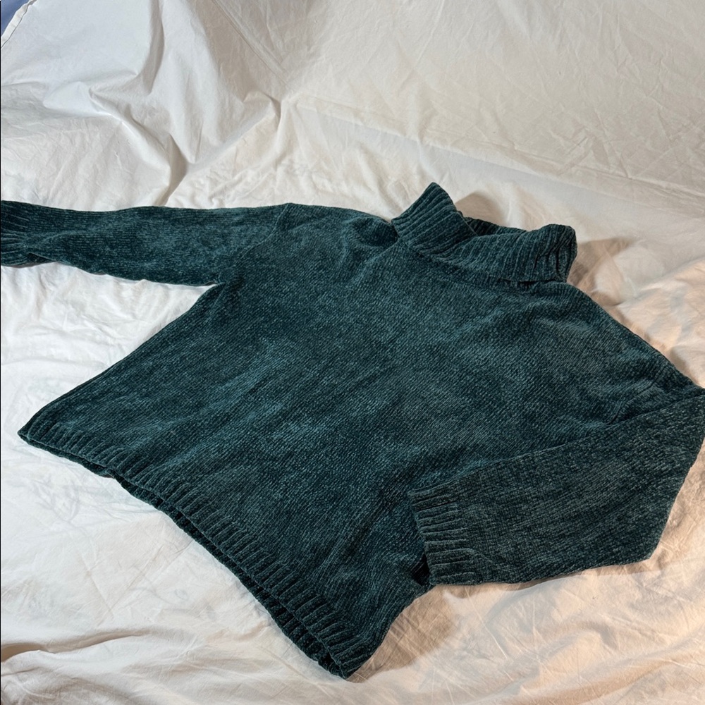 Cozy Chenille Forest Green Turtleneck Sweater